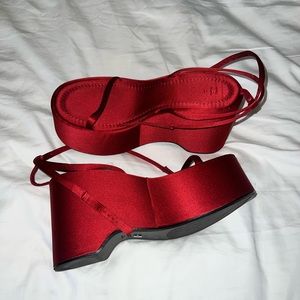 Zara red platform heels